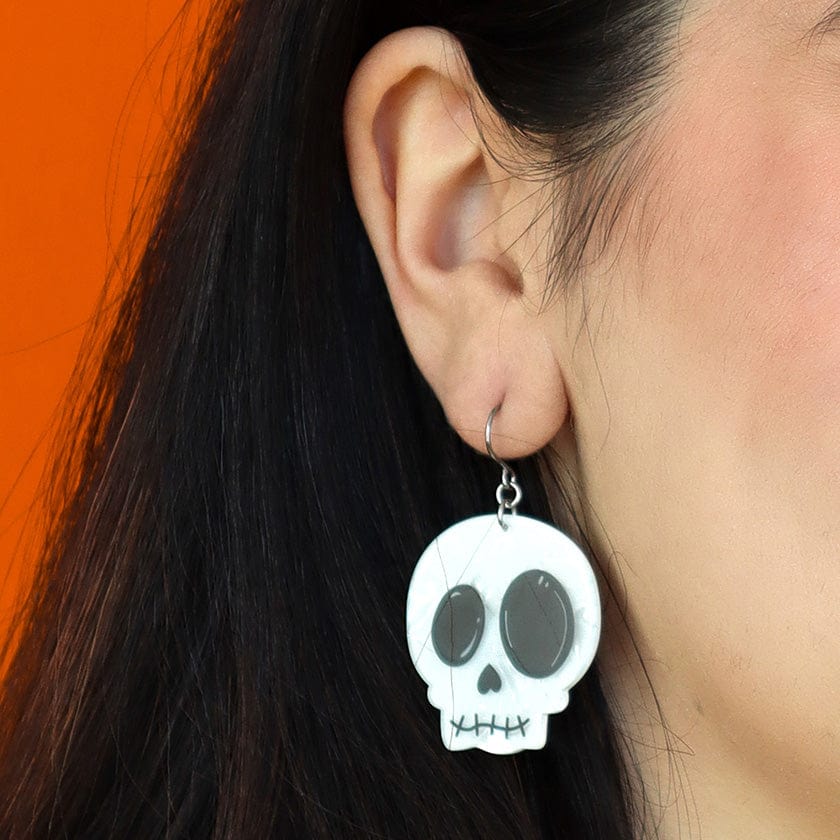 Erstwilder - Skull Drop Earrings (White) - Best of Halloween (2024)