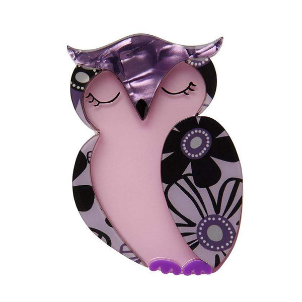 Erstwilder Olive Owl Brooch (Purple Floral) - Erstwilder Fan Favorites (2019)