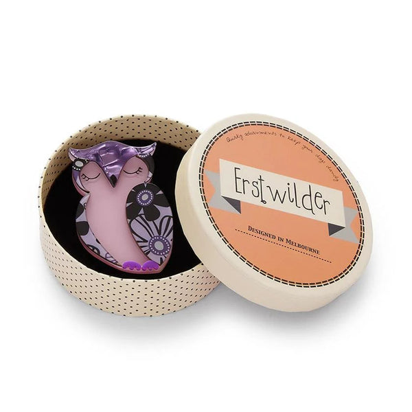 Erstwilder Olive Owl Brooch (Purple Floral) - Erstwilder Fan Favorites (2019)