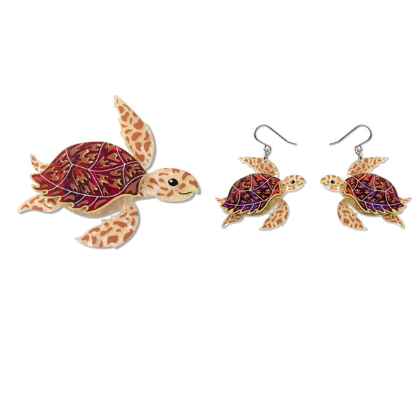 Hawksbill Turtle Brooch + Hawksbill Turtle Drop Earrings Set - Erstwilder The Rarest Kind (2026)