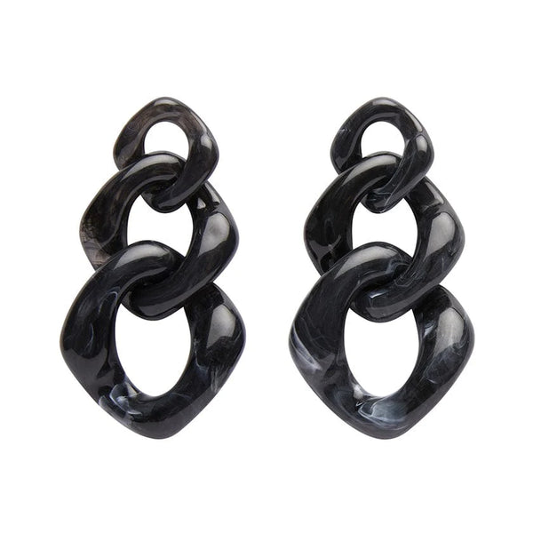 Erstwilder -  Statement Marble Chain Earrings - Marble Black