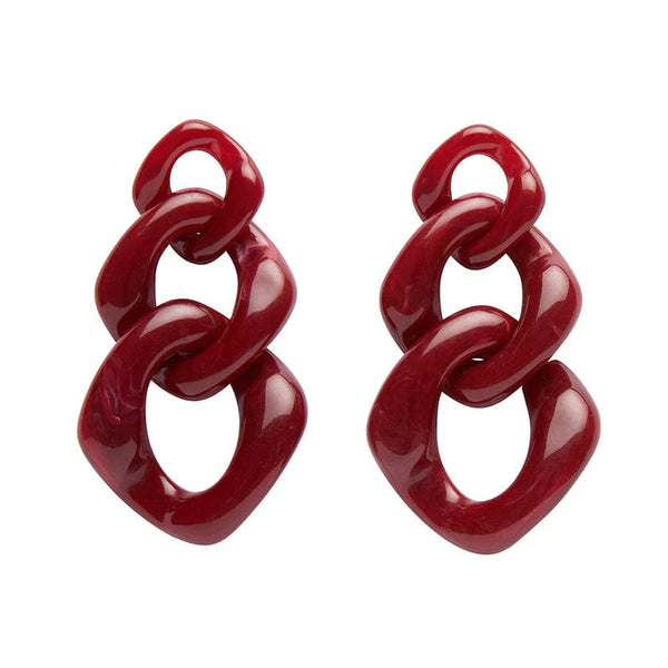 Statement Marble Chain Earrings - Ruby Red | Iris Apfel Jewelry by Erstwilder (2023)