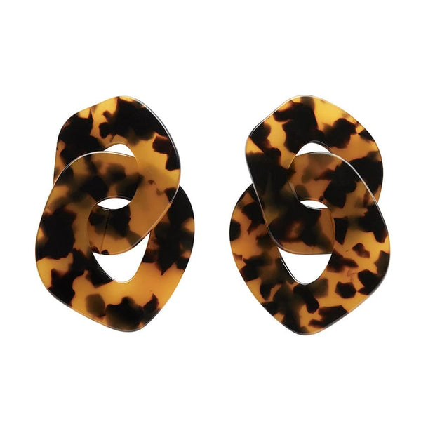 Statement Tort Chunky Chain Earrings - Brown | Iris Apfel Jewelry by Erstwilder (2023)