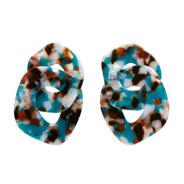 Tort Chunky Chain Earrings -Blue | Iris Apfel Jewelry by Erstwilder (2023)