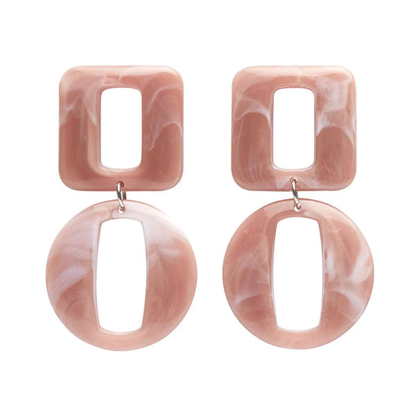 Erstwilder - Statement Marble Chunky Drop Earrings - Pink