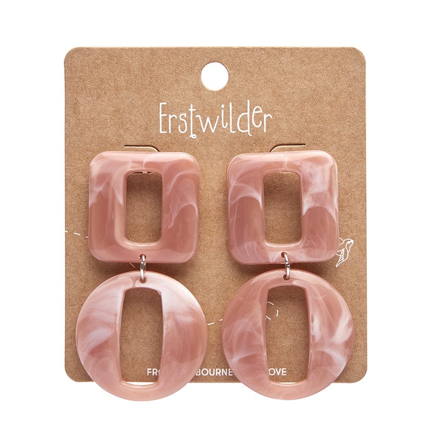 Erstwilder - Statement Marble Chunky Drop Earrings - Pink