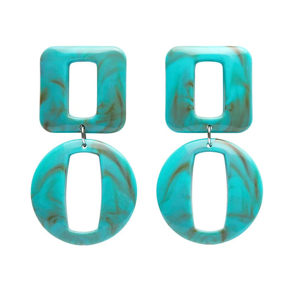 Statement Marble Chunky Drop Earrings - Turquoise | Iris Apfel Jewelry by Erstwilder (2023)