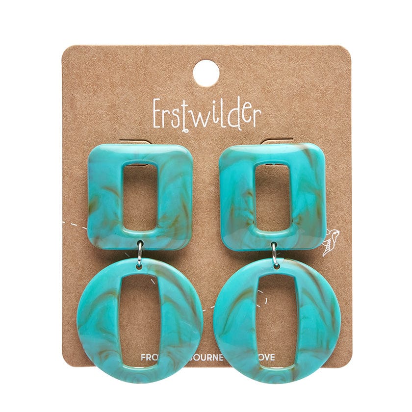 Erstwilder - Statement Marble Chunky Drop Earrings - Turquoise