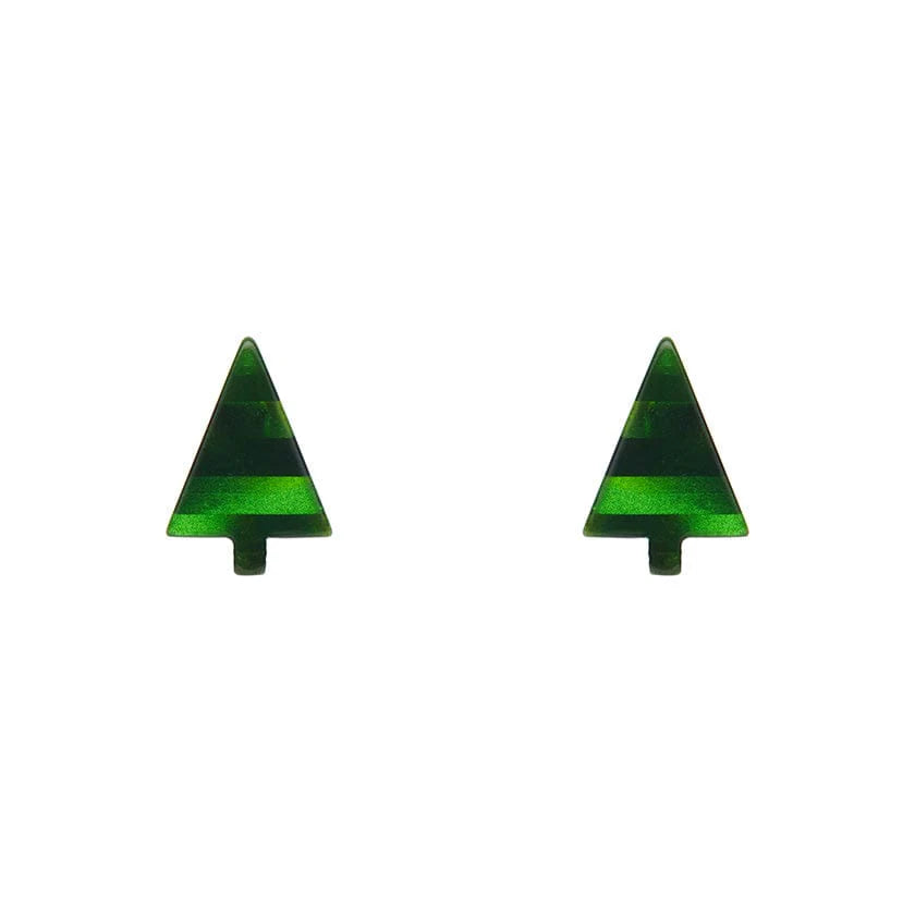 Erstwilder - Christmas Tree Stripe Glitter Stud Earrings - Green