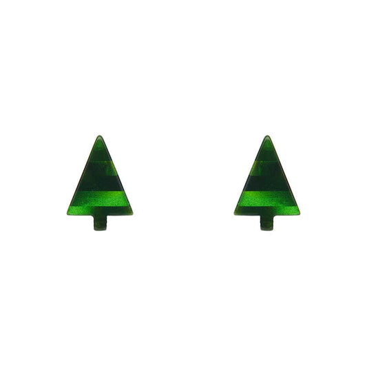 Erstwilder - Christmas Tree Stripe Glitter Stud Earrings - Green