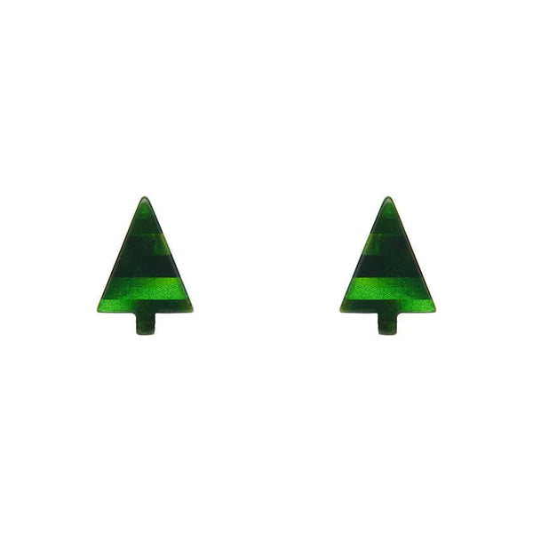 Erstwilder - Christmas Tree Stripe Glitter Stud Earrings - Green