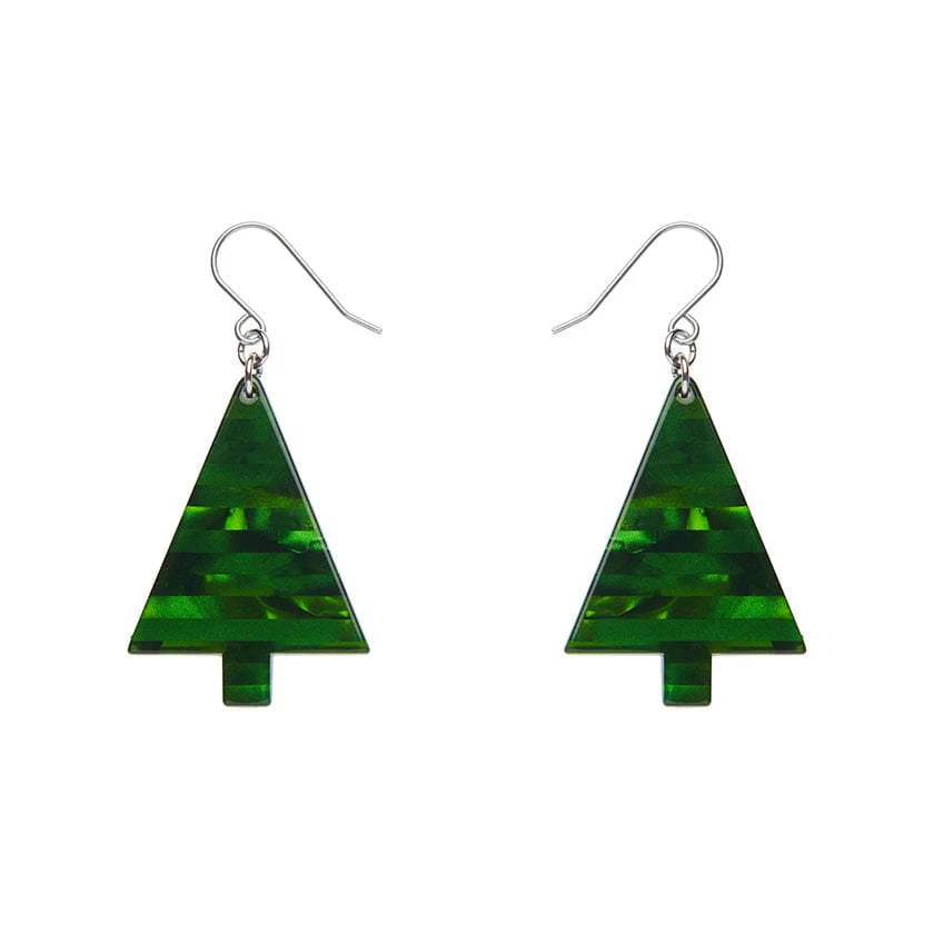 Erstwilder - Christmas Tree Stripe Glitter Drop Earrings - Green