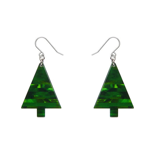 Erstwilder - Christmas Tree Stripe Glitter Drop Earrings - Green