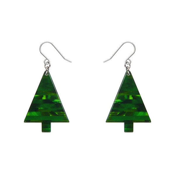 Erstwilder - Christmas Tree Stripe Glitter Drop Earrings - Green