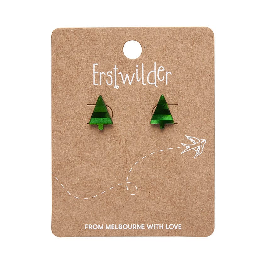 Erstwilder - Christmas Tree Stripe Glitter Stud Earrings - Green