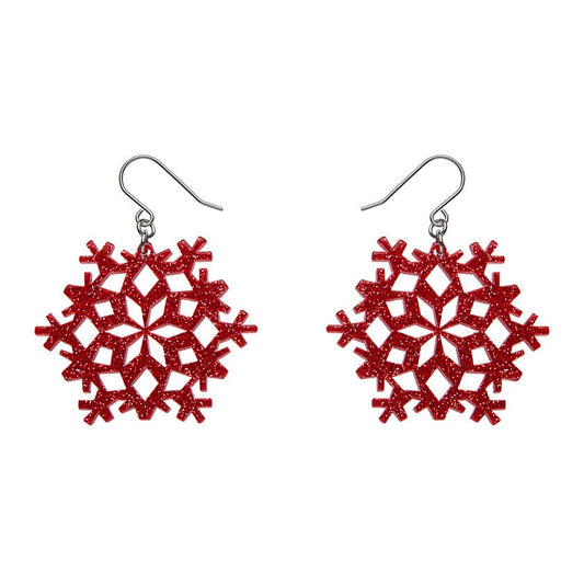 Erstwilder - Snowflake Ripple Drop Earrings - Red