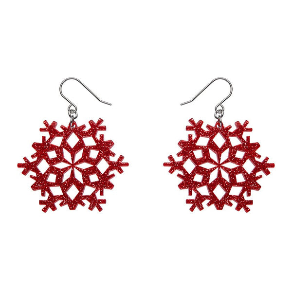 Erstwilder - Snowflake Ripple Drop Earrings - Red