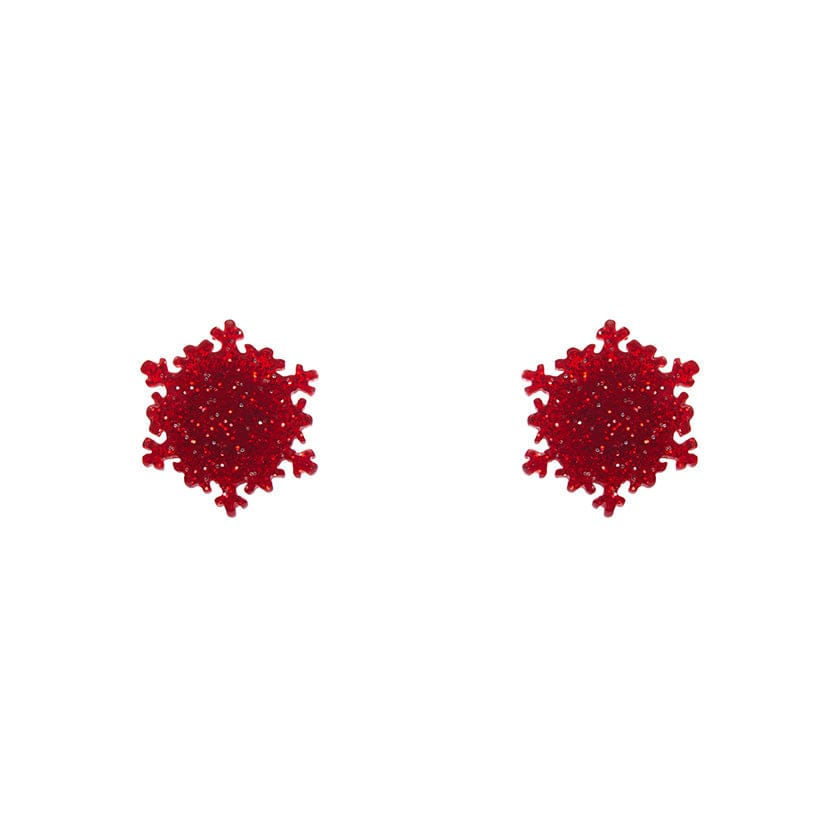 Erstwilder - Snowflake Ripple Stud Earrings - Red