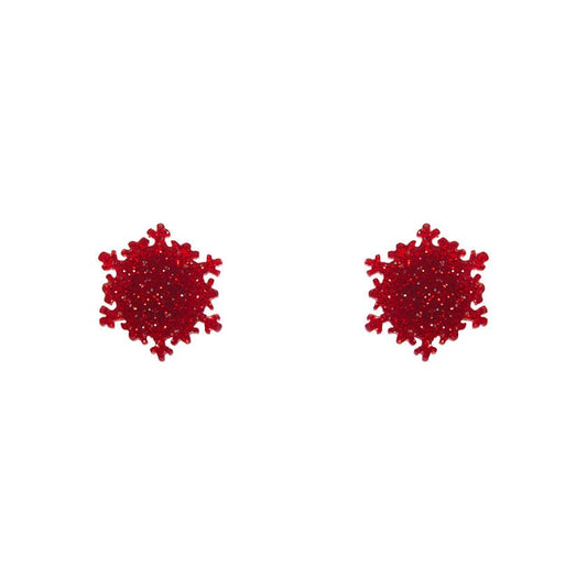 Erstwilder - Snowflake Ripple Stud Earrings - Red