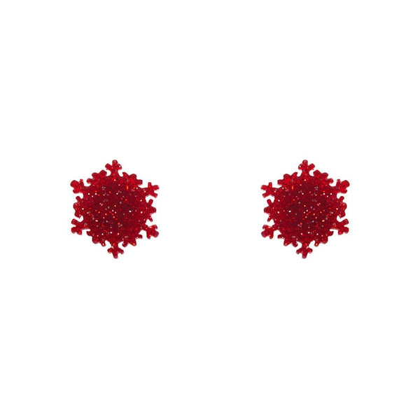 Erstwilder - Snowflake Ripple Stud Earrings - Red