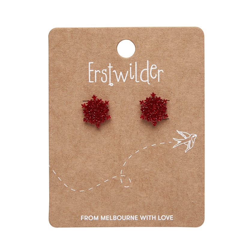 Erstwilder - Snowflake Ripple Stud Earrings - Red