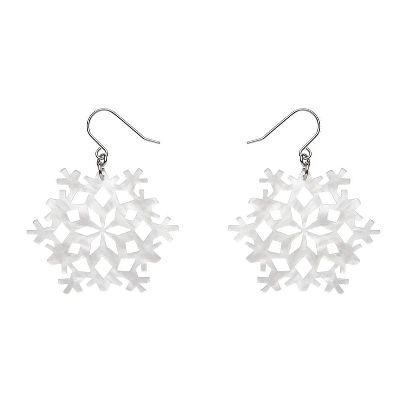 Erstwilder - Snowflake Ripple Drop Earrings - White