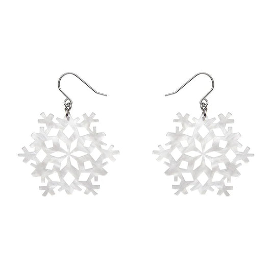 Erstwilder - Snowflake Ripple Drop Earrings - White