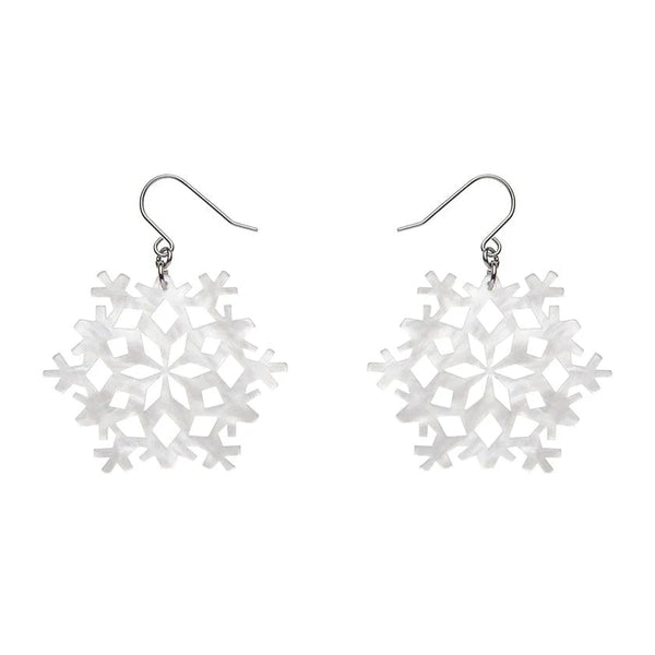 Erstwilder - Snowflake Ripple Drop Earrings - White