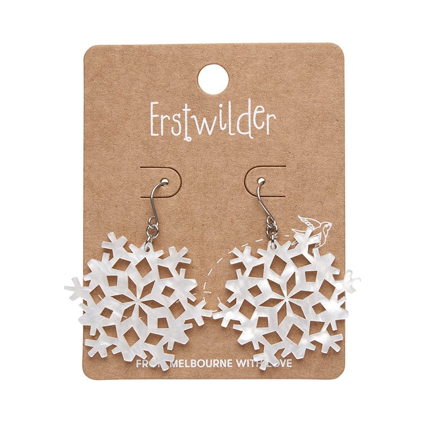 Erstwilder - Snowflake Ripple Drop Earrings - White