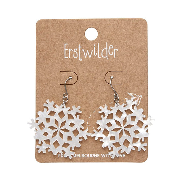 Erstwilder - Snowflake Ripple Drop Earrings - White