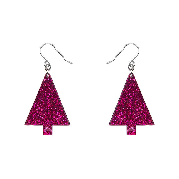 Erstwilder - Christmas Tree Fine Glitter Drop Earrings - Pink