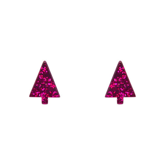 Erstwilder - Christmas Tree Fine Glitter Stud Earrings - Pink