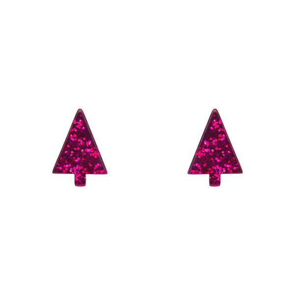 Erstwilder - Christmas Tree Fine Glitter Stud Earrings - Pink