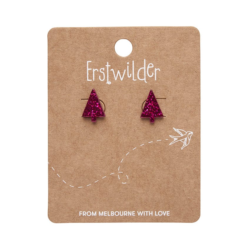 Erstwilder - Christmas Tree Fine Glitter Stud Earrings - Pink