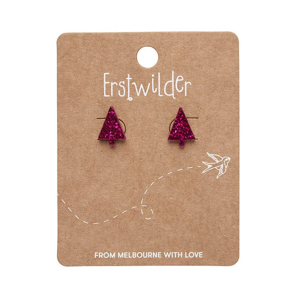Erstwilder - Christmas Tree Fine Glitter Stud Earrings - Pink