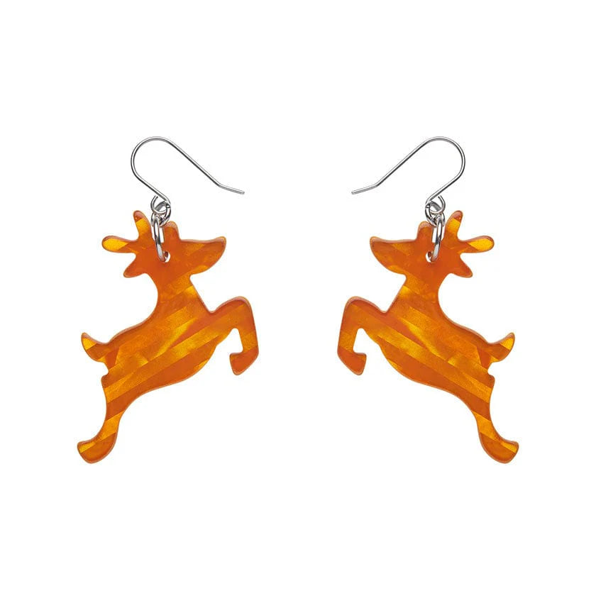 Erstwilder - Reindeer Glitter Stripe Drop Earrings - Orange