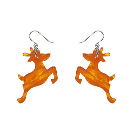 Erstwilder - Reindeer Glitter Stripe Drop Earrings - Orange