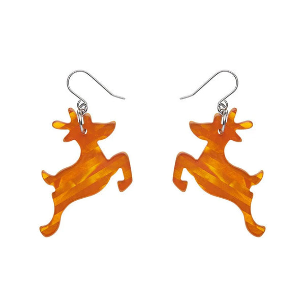 Erstwilder - Reindeer Glitter Stripe Drop Earrings - Orange