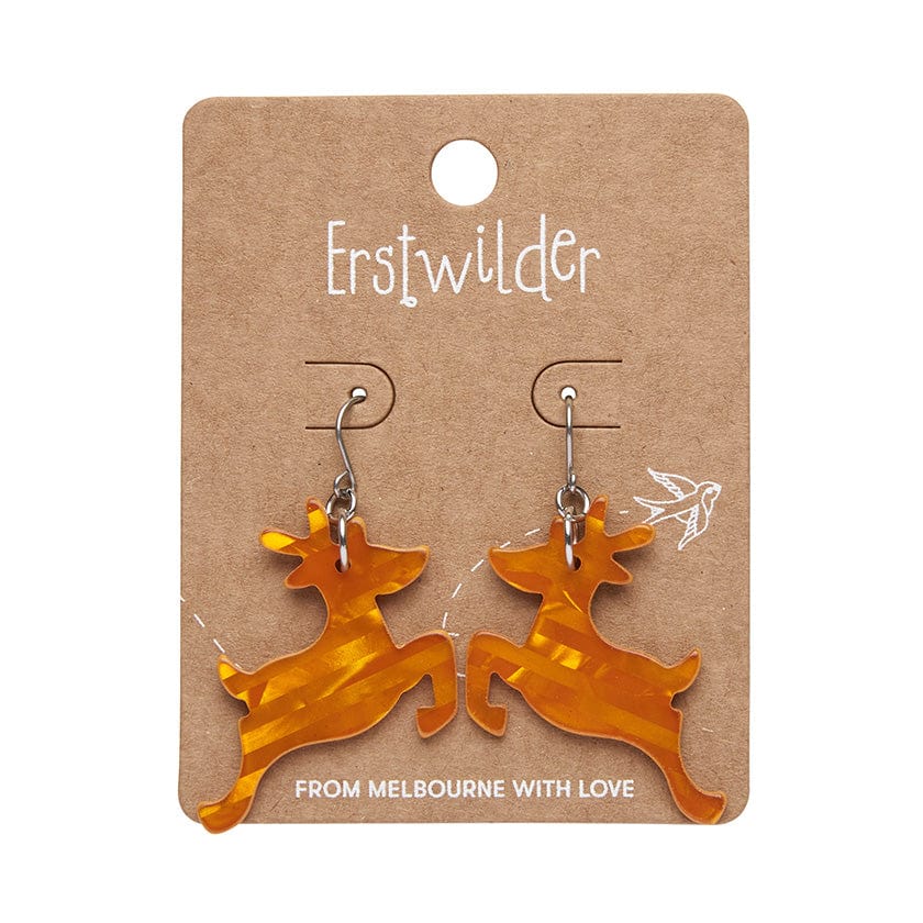 Erstwilder - Reindeer Glitter Stripe Drop Earrings - Orange