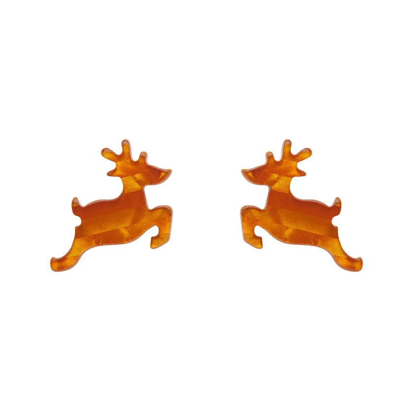 Erstwilder - Reindeer Glitter Stripe Stud Earrings - Orange