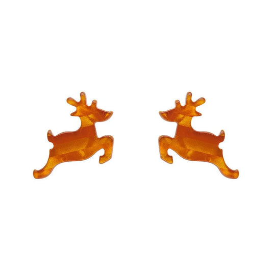 Erstwilder - Reindeer Glitter Stripe Stud Earrings - Orange