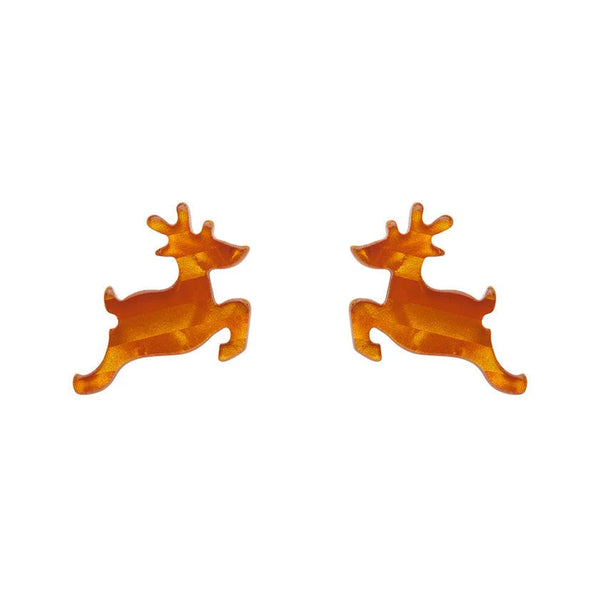 Erstwilder - Reindeer Glitter Stripe Stud Earrings - Orange