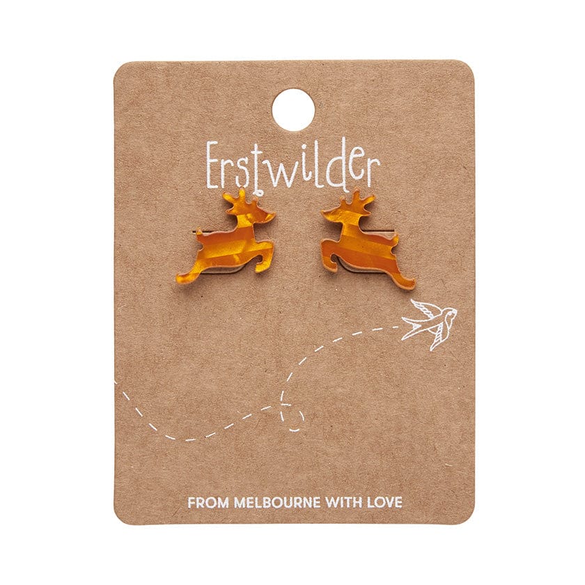 Erstwilder - Reindeer Glitter Stripe Stud Earrings - Orange