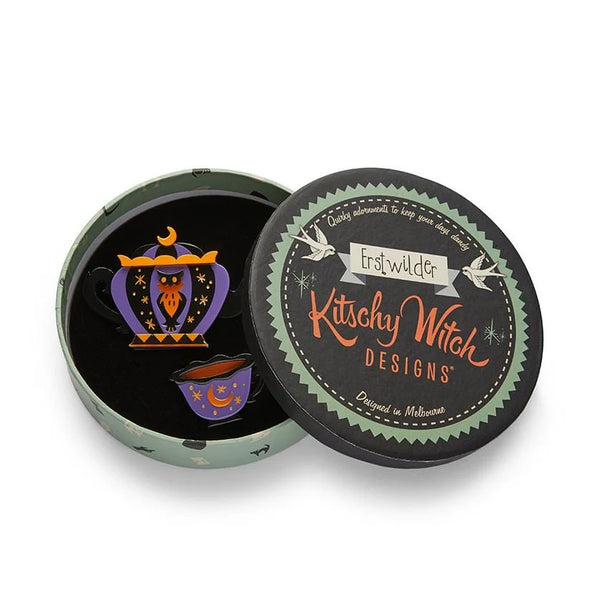 Erstwilder - Cursed Cuppa? Brooch Set - Kitschy Witch Designs (2020)