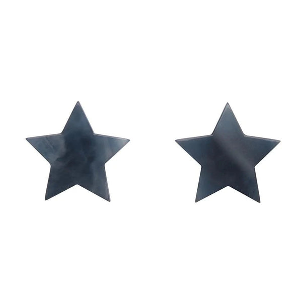 Erstwilder - Star Marble Resin Stud Earrings - Blue Grey