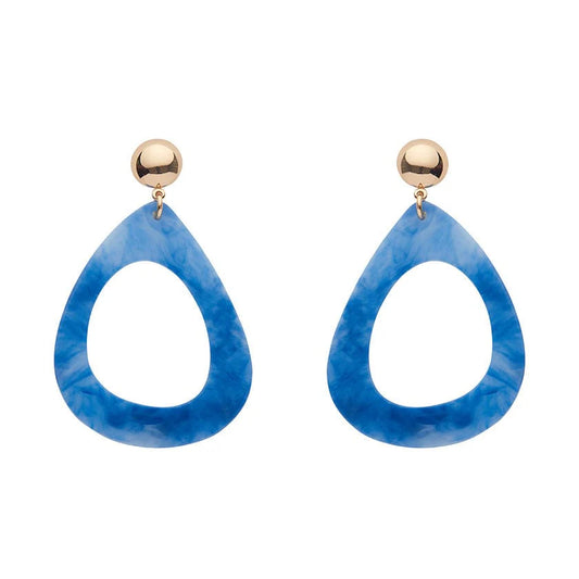 Erswilder - Statement Marble Resin Tear Drop Earrings - Blue