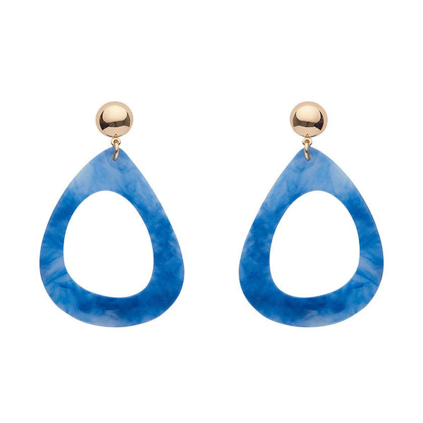 Erswilder - Statement Marble Resin Tear Drop Earrings - Blue