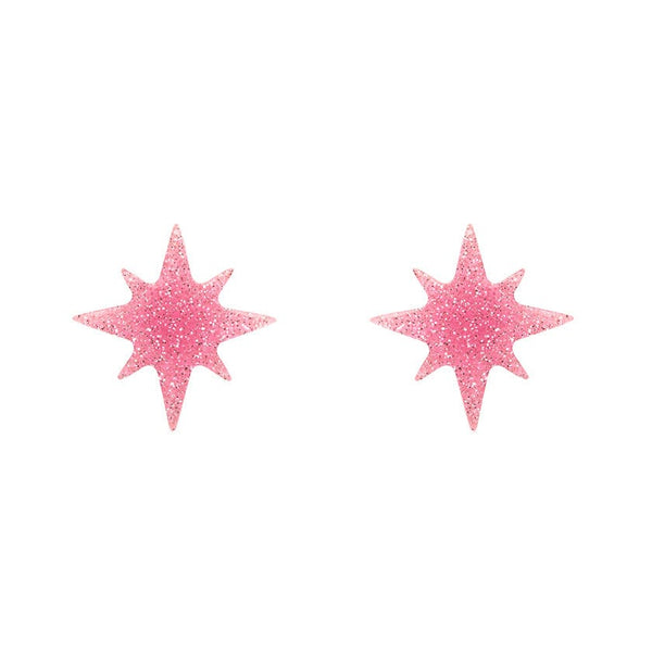 Erstwilder - Atomic Star Glitter Stud Earrings - Pink