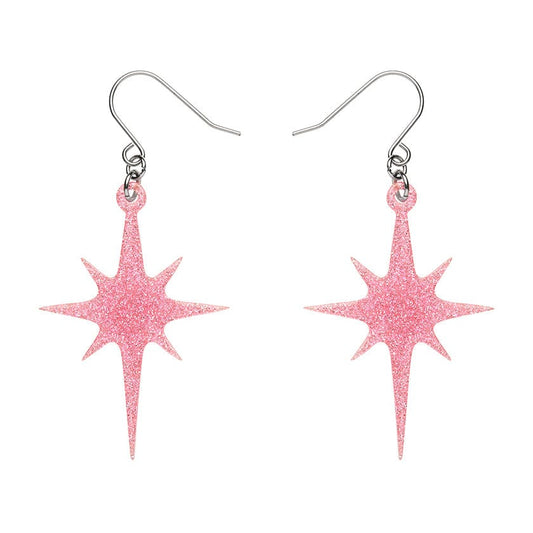 Erstwilder - Atomic Star Glitter Drop Earrings - Pink