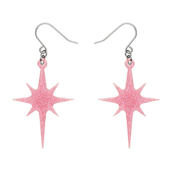 Erstwilder - Atomic Star Glitter Drop Earrings - Pink